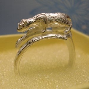 琥珀貓銀飾DIY【925純銀飾品】可調式活動戒指~A0017~豹子~一個