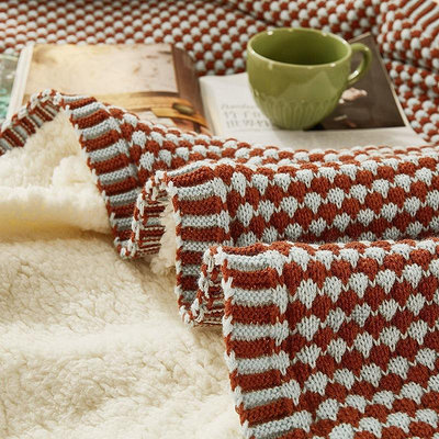 麓r北歐雙層厚毛毯被子加厚保暖毯子床蓋羊羔絨蓋毯冬季沙發毯午