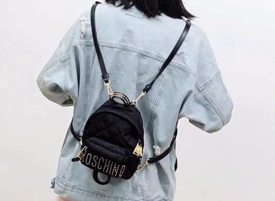 【現貨】moschino 菱格紋 二用 後背包 側背包