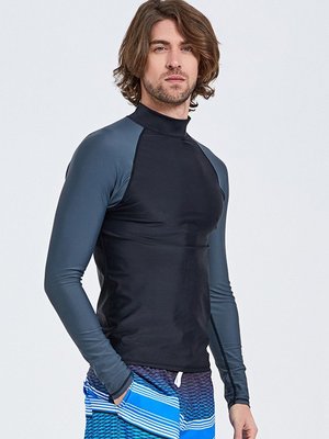 泳衣男士速干泡溫泉游泳衣上衣男生套裝備大碼潛水服浮潛水母衣