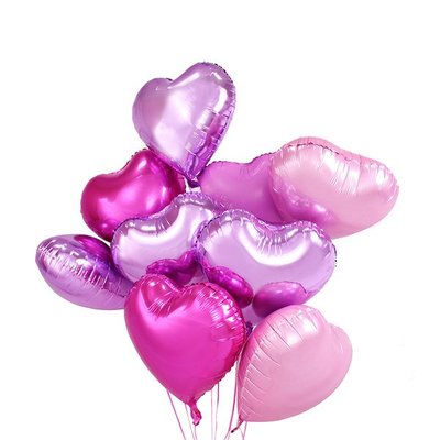 18吋鋁箔愛心氦氣空飄氣球串(9顆/串)特價540元 限自取 告白求婚 婚佈 生日 慶生