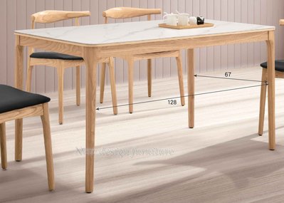 【N D Furniture】台南在地家具-水曲流原木色實木雪山石140cm岩板餐桌/石面餐桌TH
