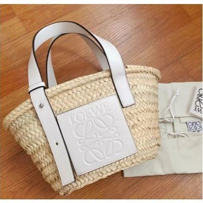 【二手】Loewe Basket Small Bag 白色籐籃包 手提包 藤籃包 藤編包 編織包