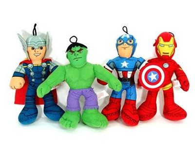10311c 歐洲進口 四入 漫威 正品Avenge 可愛綠巨人鋼鐵人美國隊長雷神索爾超級英雄絨毛娃娃玩偶收藏品擺件禮品