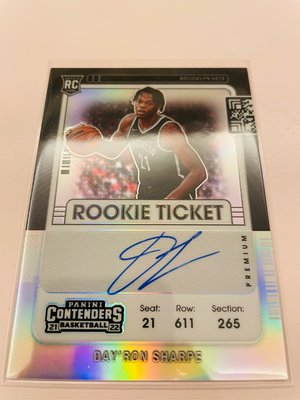 2021 Contenders Rookie Tickets RC Auto Day’Ron Sharpe