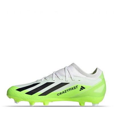 【adidas 愛迪達】X Crazyfast.3 FG 男/女 足球鞋 白/螢光綠 HQ4534 尺寸:UK6~10.5