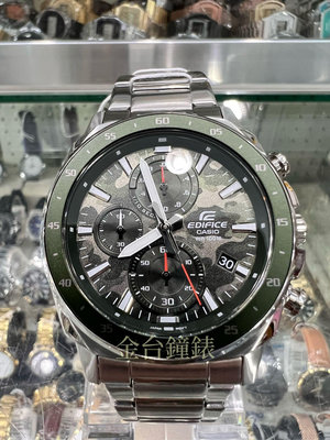 【金台鐘錶】CASIO卡西歐 EDIFICE 賽車錶 EFV-600D-3C 防水100米 (迷彩綠面) (三眼)