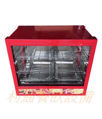 《利通餐飲設備》鋰奇蒙 2p-f 黑色-紅色 前後開式保溫櫥 桌上型 方型保溫櫥 加熱保温箱 蛋塔保溫櫃 熱食保溫展示櫥