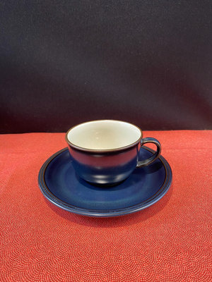 日本回流 HOYA紳士藍粗陶咖啡杯  滿容量160cc，