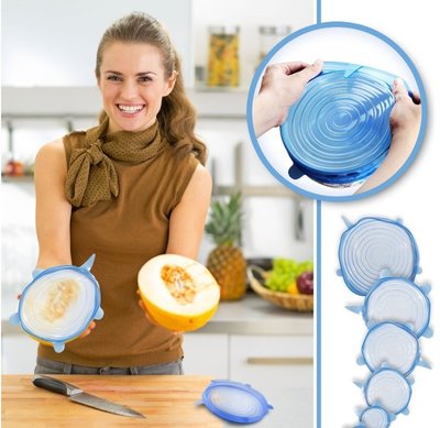 環保彈性矽膠N次保鮮膜 矽膠食物保鮮密封蓋 六件組 多功能碗蓋冰箱食物矽膠保鮮蓋