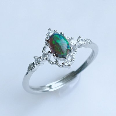 轉運仙~天然黑歐泊戒指白歐珀戒指女款活口可以調節澳寶opal指環簡約禮物