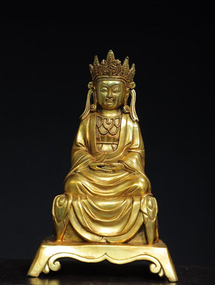 舊藏珍品 居家供奉宗教   銅  鎏金 觀音 佛像尺寸高25厘米  寬14厘米 厚11厘米   重1.3公斤  2412612【藏傳】