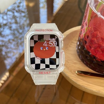 IS原裝錶帶 適用iwatch7小方塊復古蘋果手錶錶帶applewatch654小銀塊一體式潮