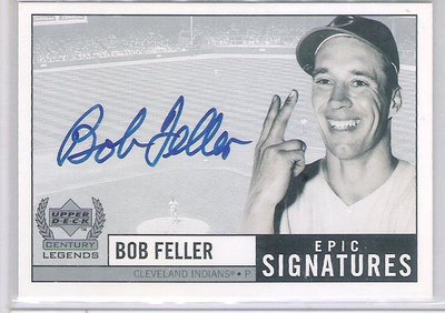 1999 UD Century Legends #BF BOB FELLER  親筆簽名卡  卡面簽
