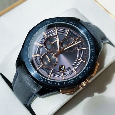 VERSACE Glaze 藍色面錶盤 藍色皮革錶帶 石英 三眼計時 男士手錶 VEBJ00318 凡賽斯腕錶