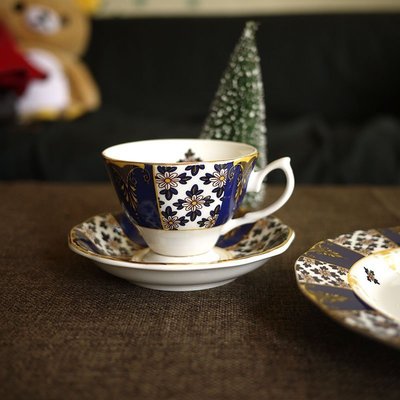 “正品”WW2162出口英國骨瓷伯爵藍十字花宮廷風咖啡杯碟／餐盤下午茶套裝