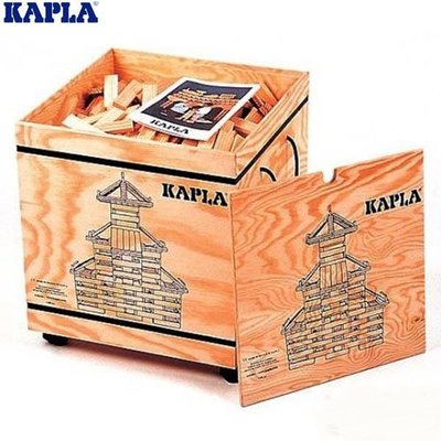 KAPLA 精靈積木-原木積木1000PCS(含附輪木箱)