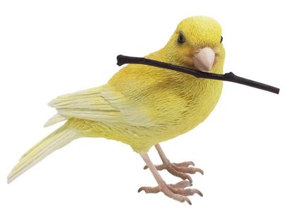 日本進口 高度11公分 黃色小鳥飛鳥鸚鵡擺件嘴巴可吸磁鐵迴紋針小剪刀鑰匙有磁性磁力的美麗鳥類裝飾物模型品送禮 5720c