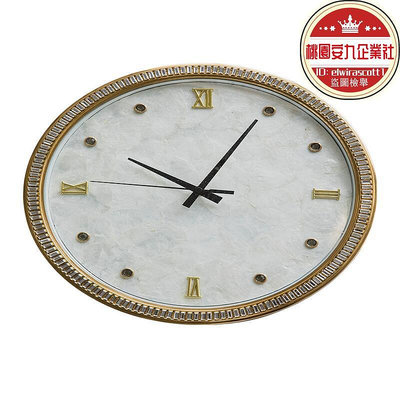 RKT4美式客廳掛鍾大氣輕奢復古時鐘掛牆貝殼鍾鑲鑽貝母鐘錶裝飾
