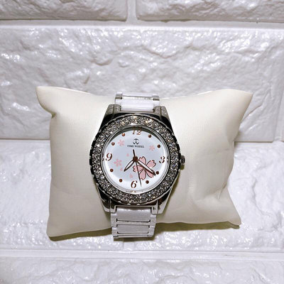 TIME WHEE櫻花陶瓷女鑽錶 TW-047-2/滿鑽雙圈造型