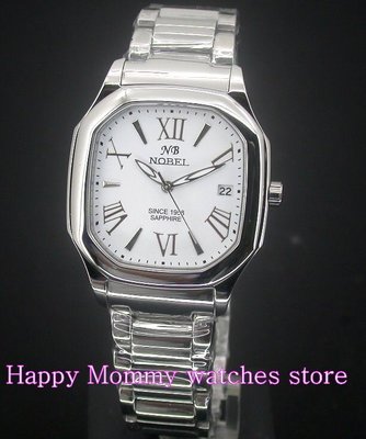 可自取【 幸福媽咪 】NOBEL 諾貝爾錶 公司貨 水晶不刮傷鏡面-白面 男錶 1456
