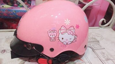 ♥小花凱蒂日本精品♥HelloKitty玫粉色兒童半罩式安全帽腳踏車保護帽透氣舒適可調整現貨