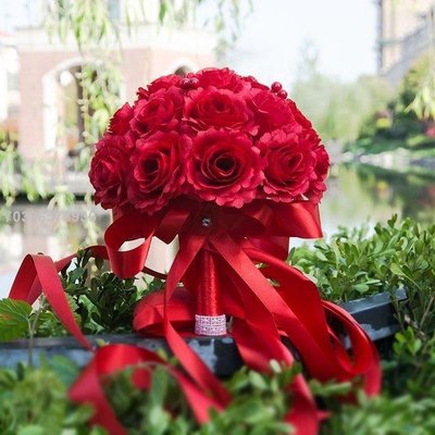 【現貨精選】婚禮新娘結婚紅色中式花束影樓拍攝道具7750