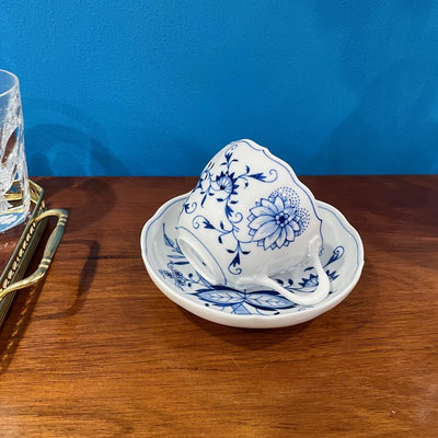 【二手】梅森Meissen藍洋蔥咖啡杯 古董 老貨 收藏 【錦繡古玩】-423