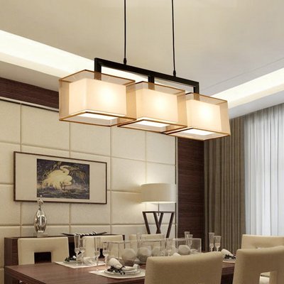 新中式現代簡約長方形餐廳吊燈三頭書房燈創意個性飯廳大氣餐廳燈