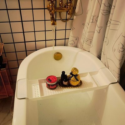 浴缸置物架洗澡浴盆支架伸縮浴缸架可調節泡澡置物板多功能架托盤