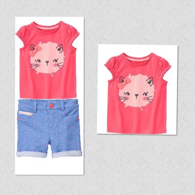 美國GYMBOREE正品新款 Sparkle Kitty Tee 粉色貓咪短袖上衣18~24m....售150元