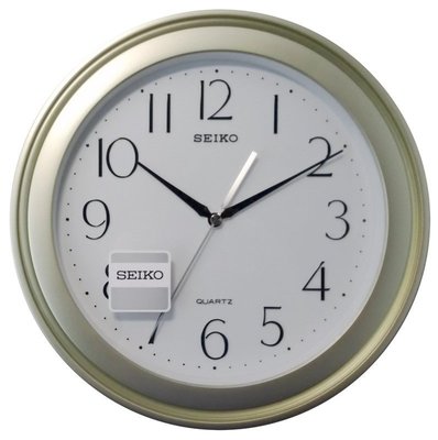 SEIKO CLOCK 日本精工清新銀綠色塑膠外框精緻簡約掛鐘 型號：QXA576M【神梭鐘錶】