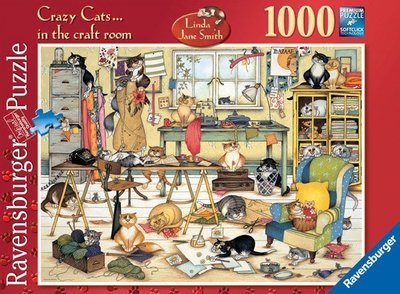 19245 1000片歐洲進口拼圖 Rav 瘋狂貓咪在縫紉教室