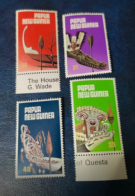 【二手】 24，巴布亞新幾內亞1979年 獨木舟的船頭裝飾和船槳  四 郵票 小型張 郵品【奇摩收藏】