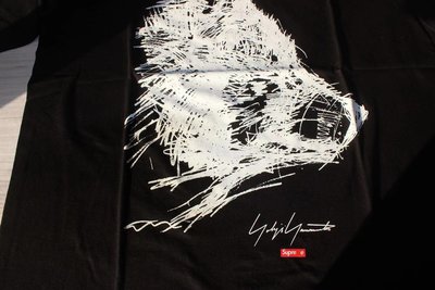 美國潮牌supreme聯名款山本耀司Yohji Yamamoto 素描Scribble Wolf狼頭黑白短袖T恤