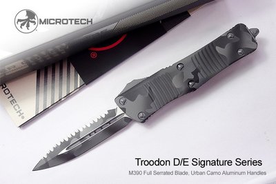 【angel 精品館 】Microtech TROODON D/E都市迷彩鋁柄齒刃自動刀138-3UCS