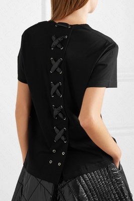 【WEEKEND】 MONCLER GENIUS Noir Lace Up 背後綁帶 棉質 短袖 T恤 黑色 18秋冬
