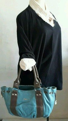 紫庭雜貨*全新 牛皮土耳其藍 黛安娜Diana 肩背包 側背包 手提包 小筆電包 造型別緻 出清優惠