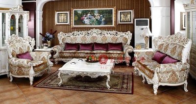 [紅蘋果傢俱] F121T 宮廷凡爾賽系列 歐式沙發組 法式沙發 新古典 布/皮沙發 別墅沙發 實體賣場