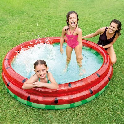 INTEX 58448 三環印花充氣游泳池家庭兒童戲水池寶寶洗澡西瓜浴池
