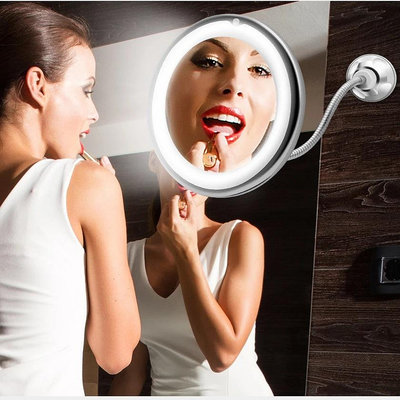 10倍放大化妝鏡LED補光化妝鏡帶吸盤浴室鏡