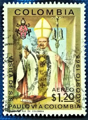 [QBo小賣場] 哥倫比亞 1968 教宗 1枚 #7415