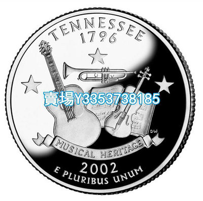 全新美國25分硬幣 50州紀念幣 2002年D版田納西州 24.3mm 紙幣 錢幣 紀念幣【古幣之緣】1663