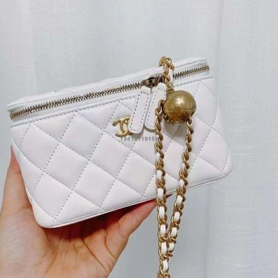 【二手】Chanel 香奈兒 21新款  金珠/金球 白色金扣 長盒子單肩包斜挎包