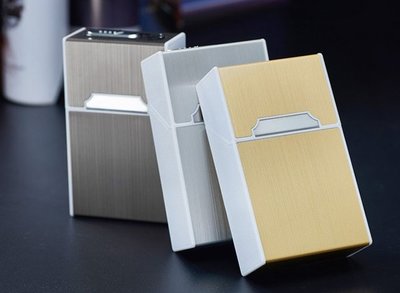 工廠直營【現貨秒發】簡約二合一菸盒 標準20支裝菸盒+USB點菸器 防風香煙盒充電打火機菸盒
