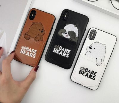 【SG383】韓國 熊熊遇見你 iPhoneX手機殼 i7 Plus手機殼 i8手機殼 i6 6S 手機殼插卡口袋【B】