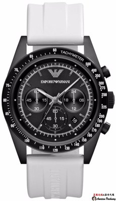 潮牌 EMPORIO ARMANI 亞曼尼手錶 AR6112 三眼計時橡膠錶帶計時腕錶 手錶 海外代購-雙喜生活館
