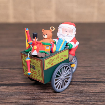 enesco擺件掛件 玩具三輪車圣誕老人 1991年絕版中古