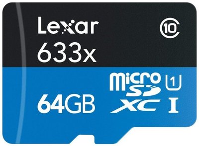 Lexar High-Performance microSDXC 633x 64GB UHS-I/U1 Gopro推薦