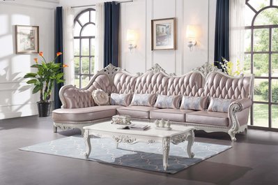 【大熊傢俱】A85 玫瑰系列 歐式 L型 皮沙發 絨布沙發 休閒沙發  布沙發 歐式沙發美 式皮沙發